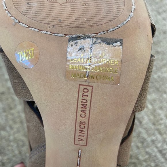 Vince Camuto Tiana Taupe Pebbled Leather Cage Booties - Picture 9 of 14